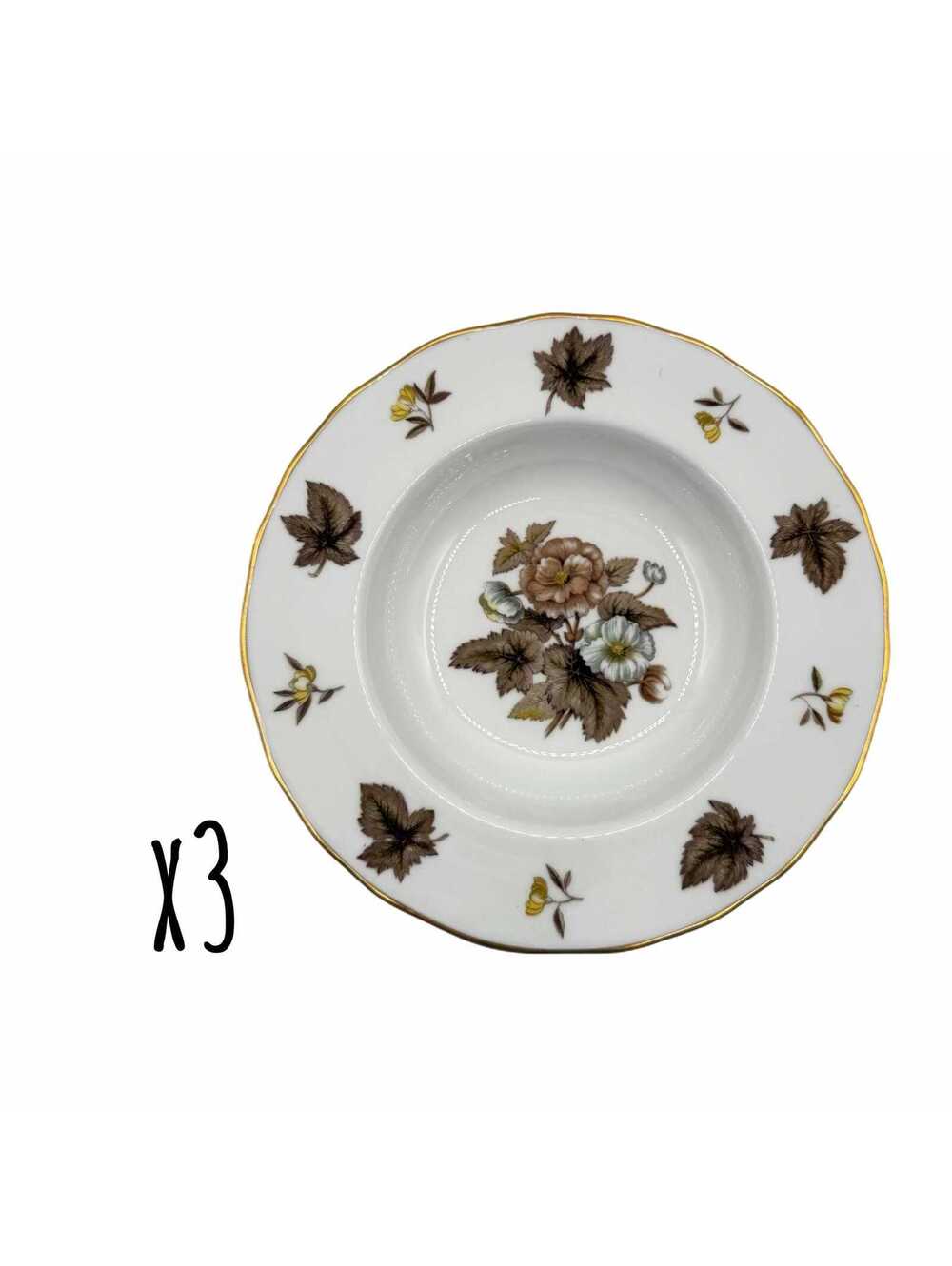 Set of 3 Vintage Royal Worcester Dorchester 8” Rim Soup Bowls